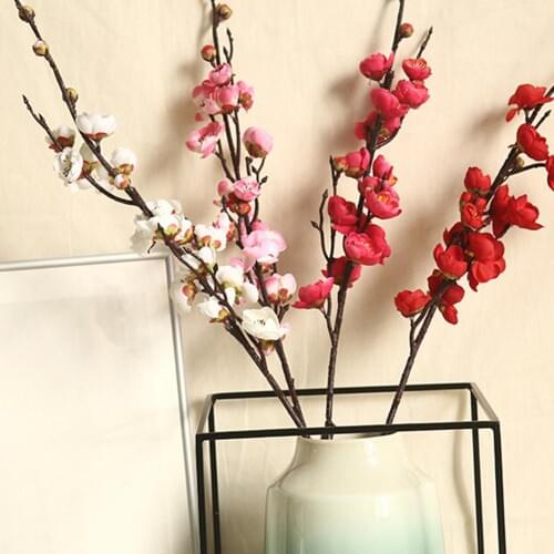 Plum Cherry blossoms Artificial Silk flowers flores Sakura tree branches Home table living room Decor DIY Wedding Decoration