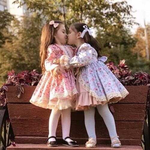 Retro Kids Baby Girl Princess Floral Lace Dress Little Ladies Lace Flower Party Pageant Dresses