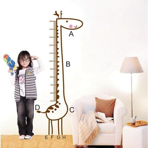 DIY Cartoon Animal Height Chart Vinyl Wall Stickers Giraffe Height Ruler Poster Kids Baby Rooms Home Decor Mural