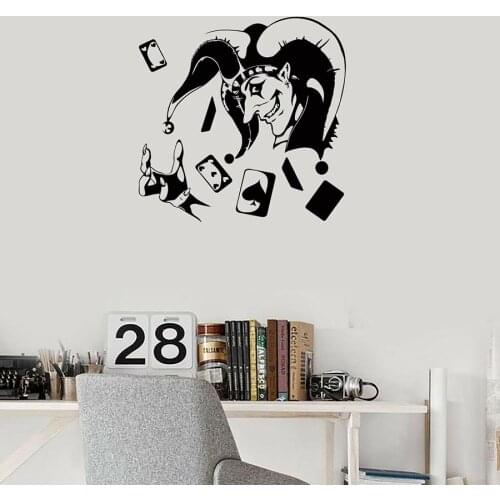 Joker Card Poker Vinyl Wall Decal Gambling Gamble Casino Decoration Wall Sticker Man Cave Bedroom Home Decor Art Removable S1052
