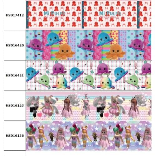 HSDCraft 25mm 38mm 75mm Hot Game Cartoon Printed Grosgrain Ribbon Party Decoration 10 Yards DIY Bow Bag Material Handmade 10Y