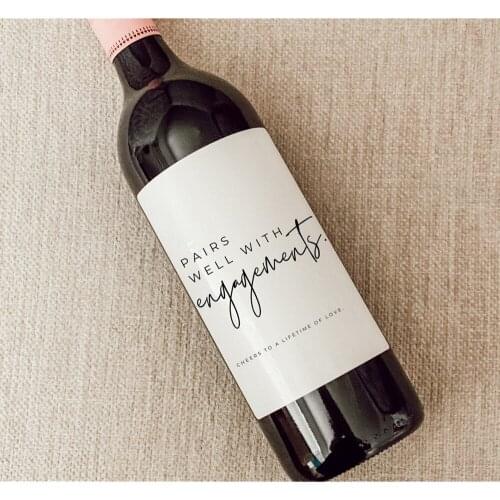 Personalize Text Engagement Wine Stickers, Custom Wine Bottle Label, Gift for Engagement, Engagement Decoration Wine Label