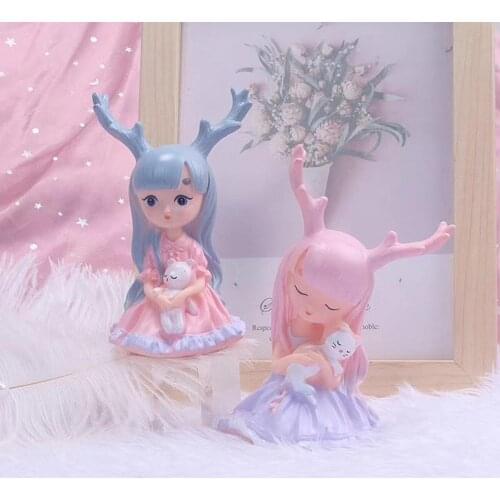 Antler Girl Model Dreamlike Wear-resistant Collectible Antler Girl Ornament Toy for Garden Decor