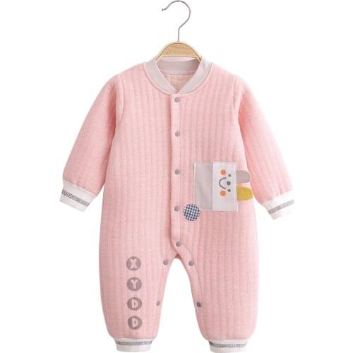 Newborn Baby Autumn Long Sleeved Cotton Rompers New Baby Boys Girls Winter Warm Thicken Jumpsuit One Piece Outfits Baby Clothes