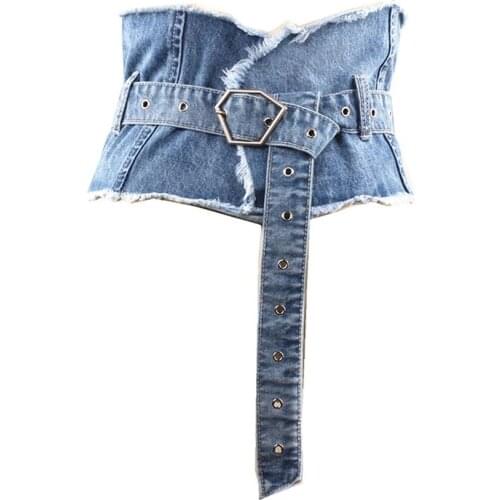 Korean New Denim Wide Corset Jeans Women Belts QZ0364 Cummerbund for Party Dresses Fashion Clothing Accessories