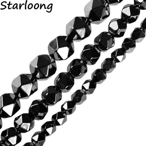 Natural Stone Faceted Hematite Beads Round Loose Strand Beads 6mm 8mm 10mm for DIY Jewelry Making Accessories Necklace Bracelet
