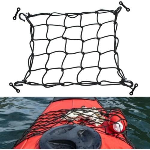 Mounchain Deck Cargo Bungee Net Elastic Mesh & Lashing Hooks Kayak Rigging for Canoe Marine Boat Kayak Water Sports Accessories