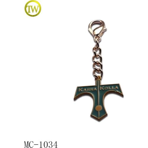 MC1034 custom handbag logo metal chain hang tag metal logo label for bags