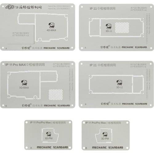 MECHANIC 4D leakproof Tin Steel Mesh BGA Reballing Stencil Template For iPhone X/XS MAX/11/11PRO Motherboard Repair Platform