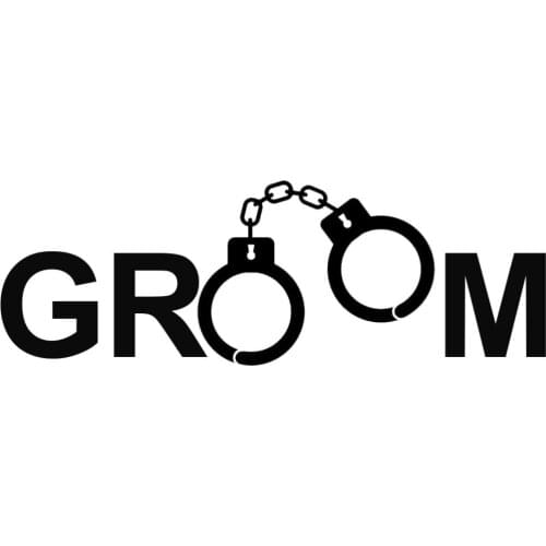 Handcuffs Funny Groom Just Married Vinyl Stickers Car Decal Art Window Bumper Car Door Rear windshield Decor Waterproof L547