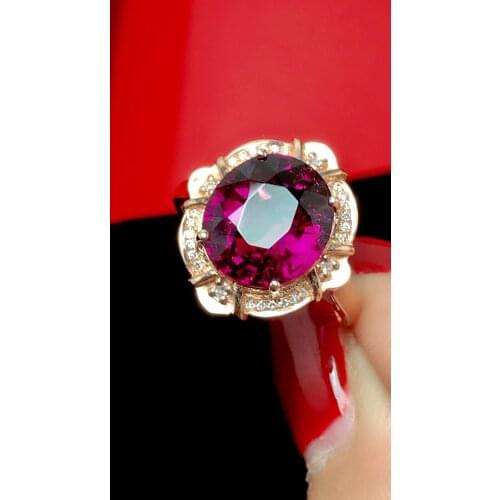 Fine Jewelry Real Pure 18 K Gold AU750 100% Natural Red Tourmaline Gemstone 4.3ct Female Rings Brazil Origin for Womens Gift