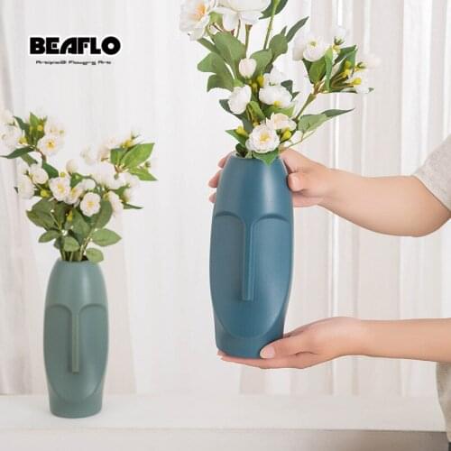Unbreakable Plastic Flower Vase Living Room Nordic Table Arrangement Decor Imitation Glaze Vases For Flowers Decoration Home