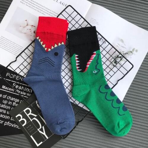 Shark socks Crew Fun sock Men 2 pair Cotton