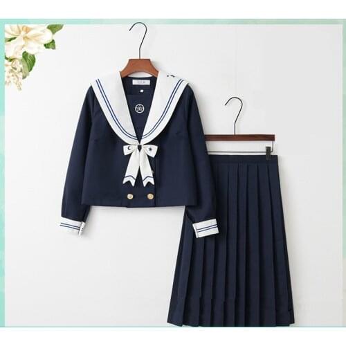 Fashion new 2019 Japanese Uniforms Navy Sailor Suit For Women Kansai Students Long Sleeve Costume School Uniform For Girls