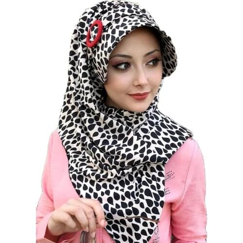 New Fashion Hijab Women Muslim Hijab 2021 Islamic Dress Scarf Bone Turban Kerchief Black Cream Buckle Ready-to-Wear Hat Shawl