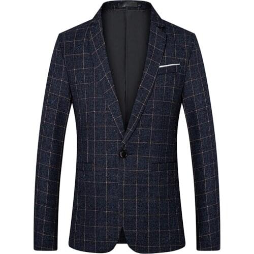 New Men Blazer Brand Street Style Spring New Mens Slim Fit Suit High Quality Lattice Korean Blazer Masculino Plus Size S-5XL