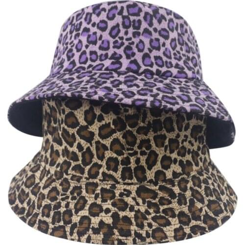 Bucket-Hats Leopard Print Sunscreen Men Women Fisherman Cat Cotton Fashion Anti-sun Hip Hop Panama Hat Outdoor Travel Cap