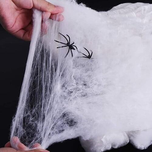 20g Halloween Spider Cotton Web Fiber Material Children Party Game Supply Accessory Araneid Haunted House Horror Decoration Prop