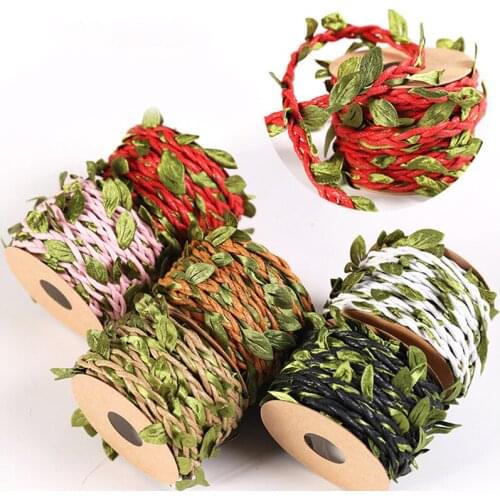 5 Meters Jute Burlap Artificial Green Leaves Vine Braided Cords Wedding Birthday Party Gift Flower Decor DIY Photo Wall Ropes