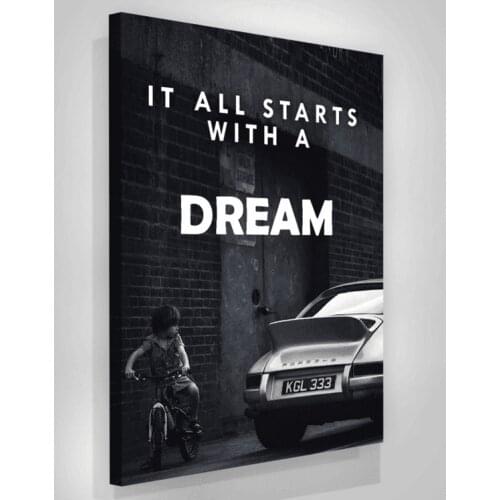 Prints Home Decor Car Bicycle Canvas Poster Dream Black Painting Little Boy Wall Art Modular Picture Framework For Living Room