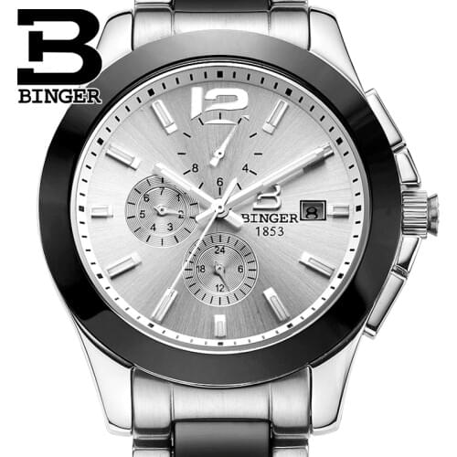 Luxury Brand Mulit-function Switzerland Wristwatches BINGER Auto Mechanical Wristwatches Ceramic mens watches waterproof B627-1