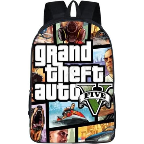 Cartoon Grand Theft Auto GTA5 3D Backpack School Bag Book Bag Zipper Messenger Children Boys Girls Students School Gift