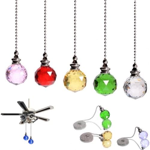 Nordic Diamond Shape Crystal Ball Fan Pendant Light Pull Handle Home Ornaments
