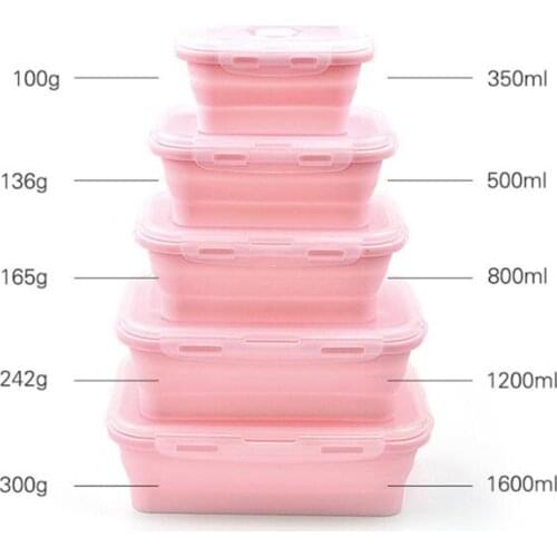 Foldable Silicone Lunch Box Portable Bowl Collapsible Bento Box Folding Food Container 350/500/800/1200ml/1600ml Eco-Friendly