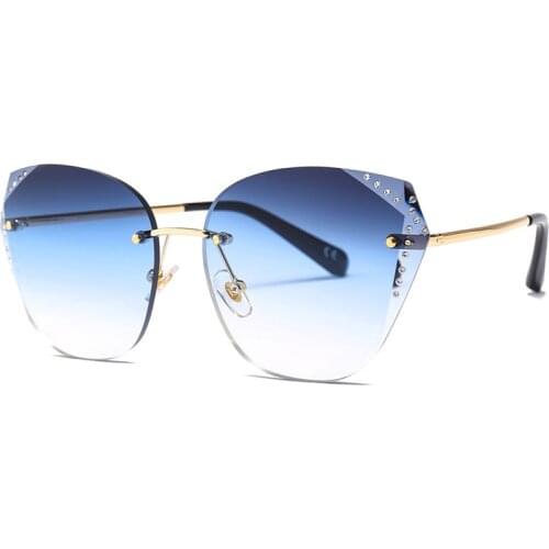 Retro Stone Sunglasses Women Diamond Cutting Rimless Sun Glasses for Men Outdoor Club Eyewear Oculos Shades 23071DF