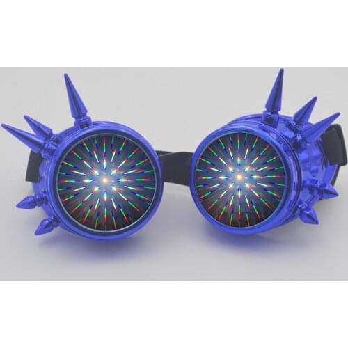 Light blue diffraction glasses steam punk diffraction glasses with fireworks lens