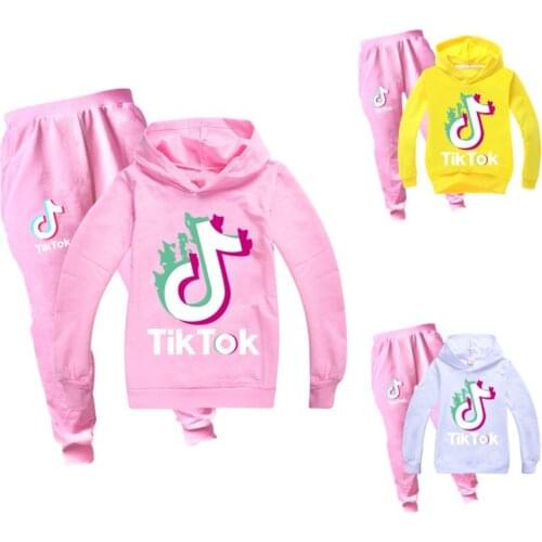 TIK TOK Hoodies Cartoon Sweatshirts Children Fashion Tracksuit Boys Girls Pullover Hombre Suit