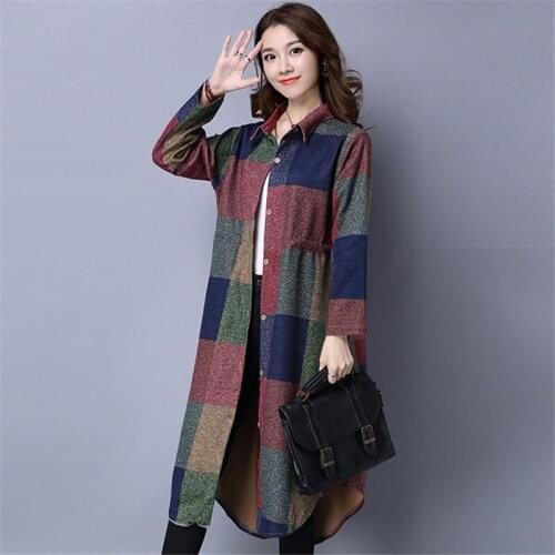 2019 Autumn Winter New Windbreaker Jacket Large Size Retro Style Printing Thick Woolen Coat Fashion Slim Coat Outerwear Female