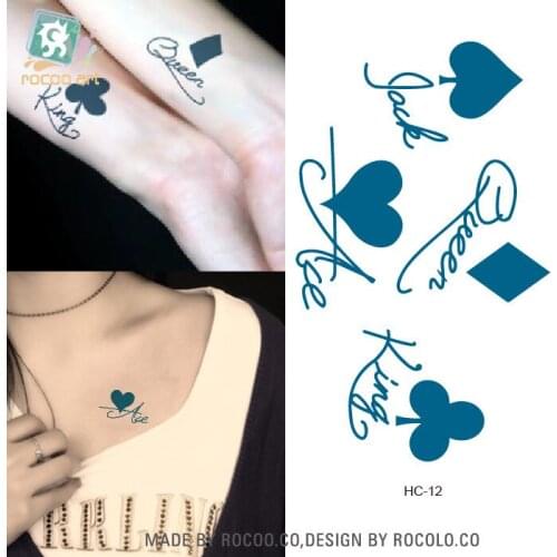 Waterproof Temporary Tattoo Sticker poker spade heart diamond tatto stickers flash tatoo fake tattoos for girl women