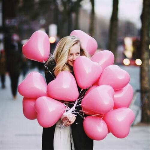20pcs 10inch Pink Heart Shape Latex Balloon Wedding Decoration Globos Birthday Baby Shower Valentines Day Party thanksgiving