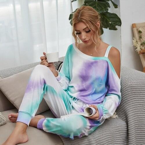 Summer and Early Autumn New Women Round Neck Tie-dye Loose T-shirt Casual Fashion Slim Trousers Suit Plus Size Womens Clothing