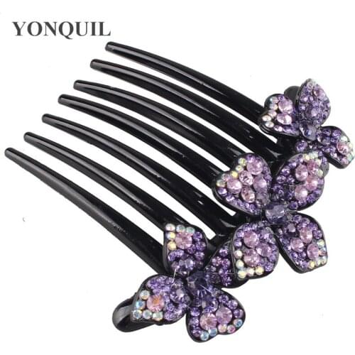 Womens Fashion Rhinestone Flower Hair Claws Women Hair Comb Crysral Hair Accessories Girls Hairpin Headwear Floral Headwear