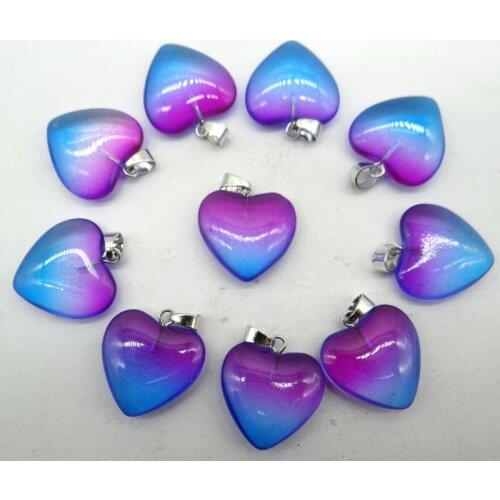 Natural Stone Turquoise Quartz Crystal Titanium Crystal Heart Shaped Pendant For Diy Jewelry Making Necklace Accessories 12PCS