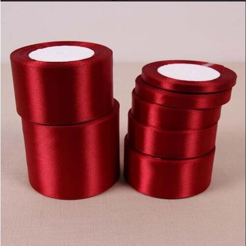 25 Yards 22 meter wine Red Silk Satin Ribbons for needlework Wedding Party Decoration Christmas Apparel Sewing Fabric gift DIY