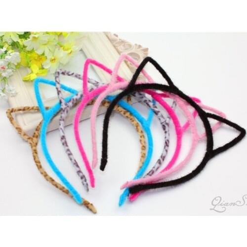 3pcs Plush cat ear headband leopard print horsehair cloth thin headband Harajuku style little devil hair accessories hairpin