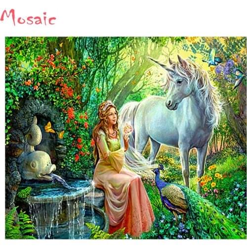 5d Diamond Embroidery DIY Diamond Painting Cross Stitch Kits Elf unicorn Fairy girl scenery 5D Full Diamond Mosaic Home Decor
