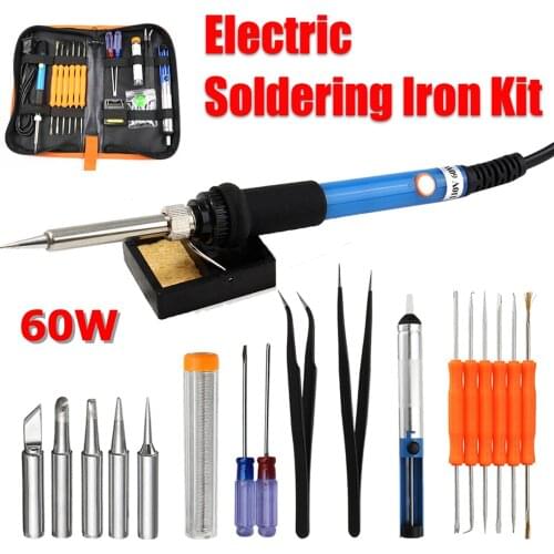 60W Electric Soldering Iron Kit Set Temperature Adjustable Electric Soldering Iron Welding Tools 110V-240V Rework Solder Tools