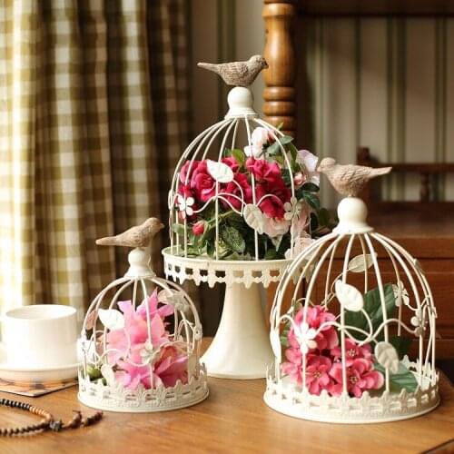 American Ins Desktop Metal Bird Cage Candle Holder Ornaments Home Livingroom Figurines Crafts Club Table Sculptures Decoration