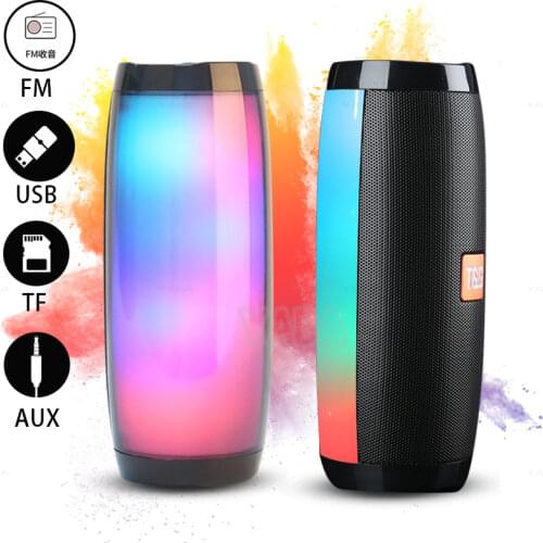 TG157 Portable Speaker Bluetooth-compatible Loudspeaker Column FM Radio Bass Stereo Waterproof With LED Lights Audio Microphone