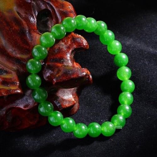 8mm Green Stone Bracelet Lucky Wealth Gelang Bracelet Beaded Stone Bracelet for Men and Women Beads Jewelry