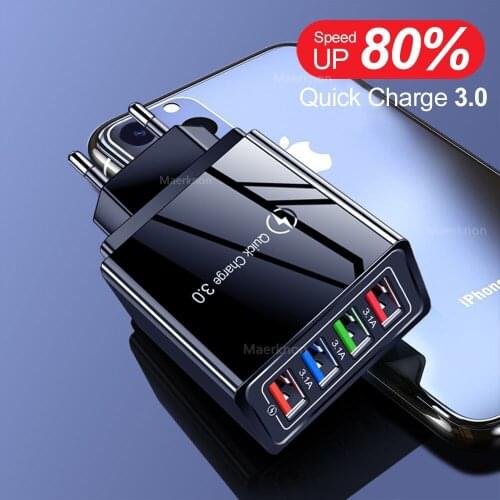Quick Charge 3.0 4.0 USB Charger 3.1A Fast Wall Mobile Phone Charger For iPhone 11 Samsung S9 S8 4 Ports Adapter QC 3.0 Charger
