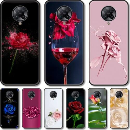 Colorful rose Phone Case For xiaomi Poco M2 M3 C3 X3 F2 F3 Lite NFC Pro Anime Black Cover Silicone Back Pretty tpu