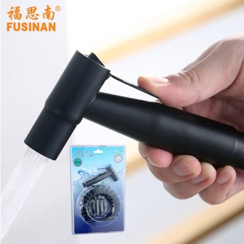 Black paint 304 stainless steel spray gun three-piece toilet companion bidet pressurized cleaning water gun high pressure tube