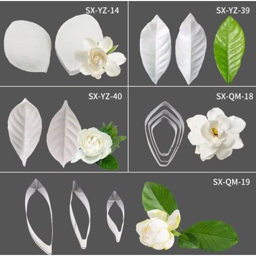 Gardenia Fondant Silicone Moulds Leaves Petal Clamp Silicone Molding Silicone 3d Mould Baking Cake Tools Fondant Cutter