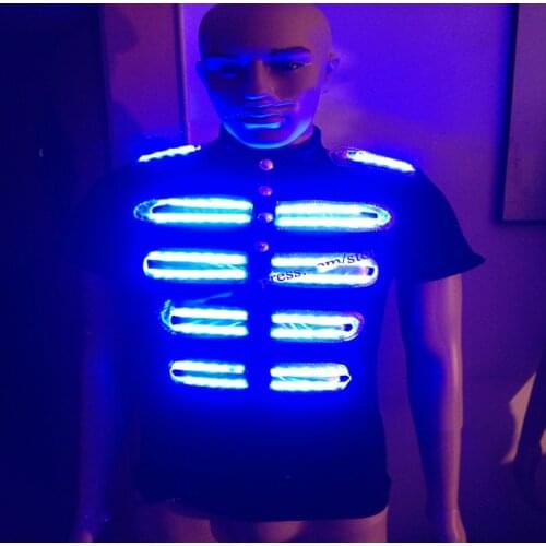 Dj disco party supplies festival ballroom dance clothes Men robot colorful LED lights luminous costume Illuminated suit