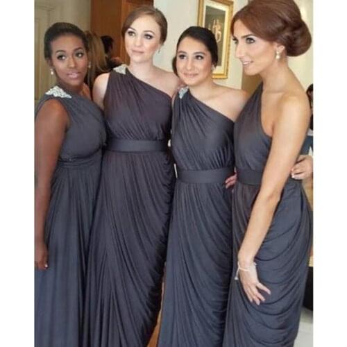 Long Bridesmaid Dresses 2019 Womens Wedding Party Sexy One-shoulder Chiffon Bridesmaid Dresses Wedding Special Event Dresses